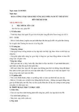 Giáo án Lịch sử 8 (Kết nối tri thức) - Bài 6: Công cuộc khai phá vùng đất phía nam từ thế kỉ XVI đến thế kỉ XVIII - Năm học 2023-2024