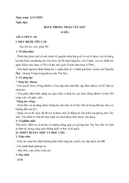 Giáo án Lịch sử 8 (Kết nối tri thức) - Bài 8: Phong trào Tây Sơn - Năm học 2023-2024