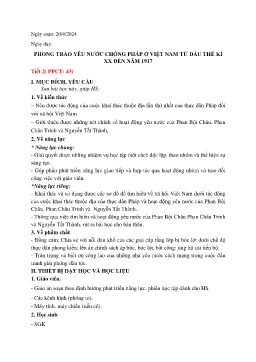 Giáo án Lịch sử 8 (Kết nối tri thức) - Bài: Phong trào chống Pháp ở Việt Nam từ đầu thế kỉ XX đến năm 1917 (Tiết 2) - Năm học 2023-2024