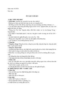 Giáo án Lịch sử 8 (Kết nối tri thức) - Tuần 19: Ôn tập học kì I - Năm học 2023-2024