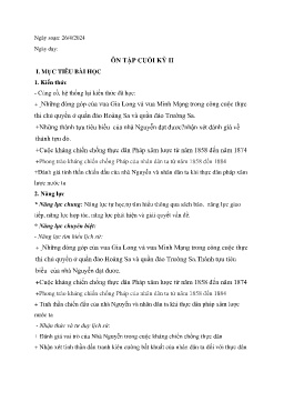 Giáo án Lịch sử 8 (Kết nối tri thức) - Tuần 35 - Năm học 2023-2024