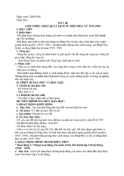 Giáo án Lịch sử 9 - Tiết 40: Giới thiệu khái quát lịch sử Hiệp Hòa từ 1919-1954 - Năm học 2023-2024