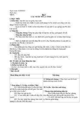 Giáo án Lịch sử 9 - Tiết 5, Bài 7: Các nước Mĩ Latinh - Năm học 2023-2024