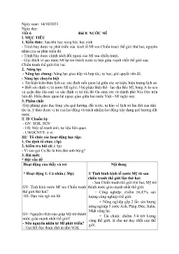 Giáo án Lịch sử 9 - Tiết 6, Bài 8: Nước Mĩ - Năm học 2023-2024