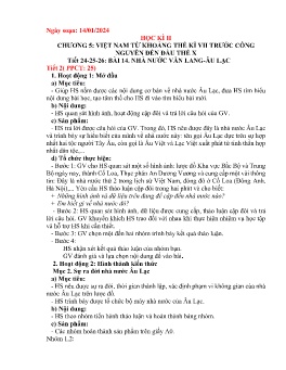 Giáo án Lịch sử Lớp 6 (Kết nối tri thức) - Tiết 24-26, Bài 14: Nhà nước Văn Lang-Âu Lạc - Năm học 2023-2024
