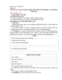 Giáo án Lịch sử Lớp 6 (Kết nối tri thức) - Tuần 25 - Năm học 2023-2024