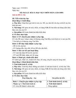 Giáo án Lịch sử Lớp 7 (Kết nối tri thức) - Tiết 30-32, Bài 13: Đại Việt thời Trần (1226-1400) - Năm học 2023-2024
