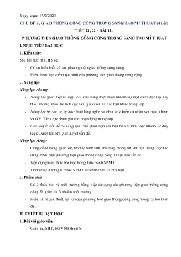 Giáo án Mĩ thuật 8 (Kết nối tri thức) - Tiết 21+22, Bài 11: Phương tiện giao thông công cộng trong sáng tạo mĩ thuật - Năm học 2023-2024