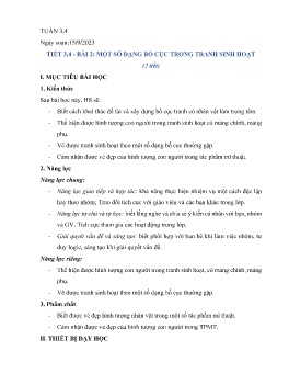 Giáo án Mĩ thuật 8 (Kết nối tri thức) - Tiết 3+4, Bài 2: Một số dạng bố cục trong tranh sinh hoạt - Năm học 2023-2024