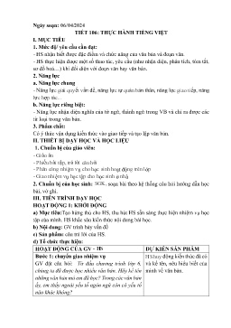 Giáo án Ngữ văn 6 - Tuần 32 - Năm học 2023-2024