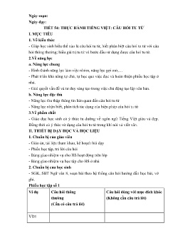 Giáo án Ngữ văn 8 - Tuần 15, Tiết 54-56