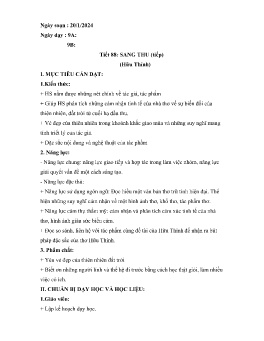Giáo án Ngữ văn 9 - Tuần 21, Tiết 88-92