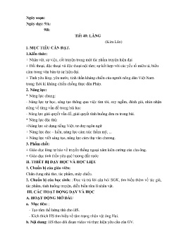 Giáo án Ngữ văn 9 - Tuần 9, Tiết 40+41: Làng