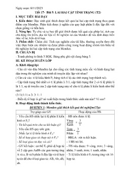 Giáo án Sinh học 9 - Tuần 11 - Năm học 2023-2024