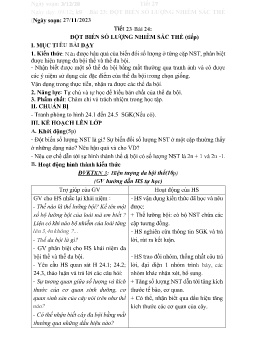 Giáo án Sinh học 9 - Tuần 14 - Năm học 2023-2024