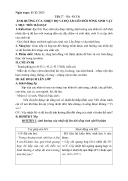 Giáo án Sinh học 9 - Tuần 16 - Năm học 2023-2024