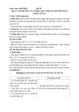 Giáo án Sinh học 9 - Tuần 17 - Năm học 2023-2024