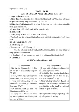 Giáo án Sinh học 9 - Tuần 18 - Năm học 2023-2024