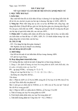 Giáo án Sinh học 9 - Tuần 21 - Năm học 2023-2024