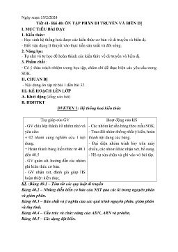 Giáo án Sinh học 9 - Tuần 24 - Năm học 2023-2024