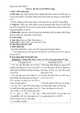 Giáo án Sinh học 9 - Tuần 6 - Năm học 2023-2024