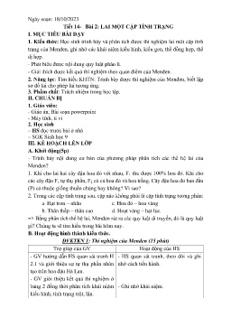 Giáo án Sinh học 9 - Tuần 8 - Năm học 2023-2024