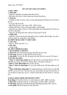 Giáo án Sinh học 9 - Tuần 9 - Năm học 2023-2024