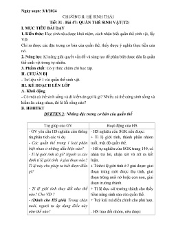 Giáo án Sinh học Lớp 9 - Tuần 19 - Năm học 2023-2024