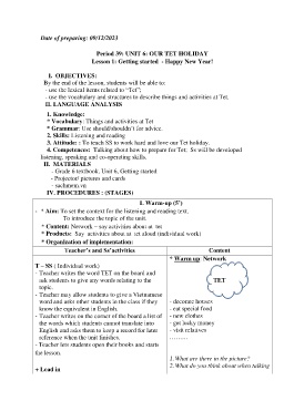 Giáo án Tiếng Anh 6 - Period 39-41, Unit 6: Our Tet holiday - Năm học 2023-2024