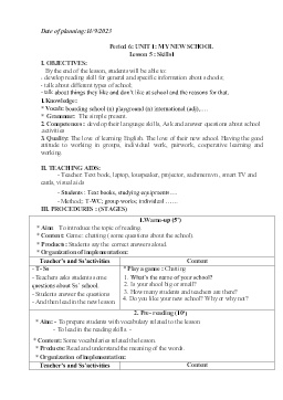 Giáo án Tiếng Anh 6 - Period 6-8, Unit 1: My new school - Năm học 2023-2024