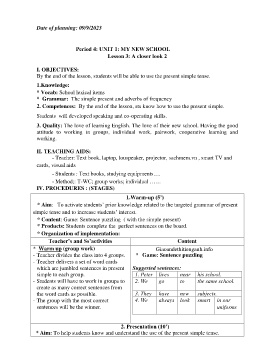 Giáo án Tiếng Anh 6 - Tuần 1 - Năm học 2023-2024