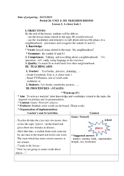 Giáo án Tiếng Anh 6 - Tuần 10 - Năm học 2023-2024