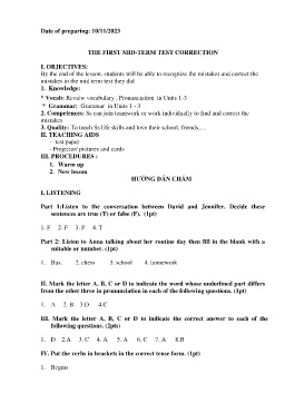 Giáo án Tiếng Anh 6 - Tuần 11 - Năm học 2023-2024