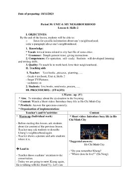 Giáo án Tiếng Anh 6 - Tuần 12 - Năm học 2023-2024