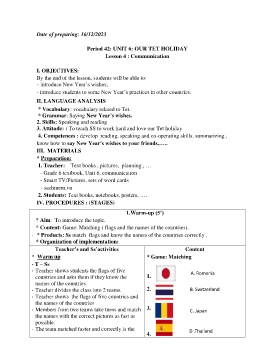 Giáo án Tiếng Anh 6 - Tuần 17 - Năm học 2023-2024