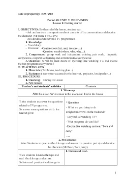 Giáo án Tiếng Anh 6 - Tuần 20 - Năm học 2023-2024