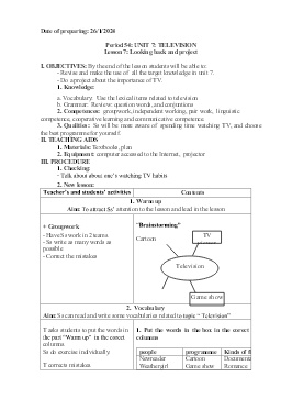 Giáo án Tiếng Anh 6 - Tuần 22 - Năm học 2023-2024