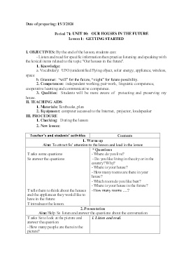 Giáo án Tiếng Anh 6 - Tuần 29 - Năm học 2023-2024
