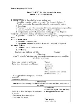 Giáo án Tiếng Anh 6 - Tuần 30 - Năm học 2023-2024