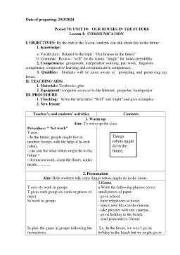 Giáo án Tiếng Anh 6 - Tuần 31 - Năm học 2023-2024