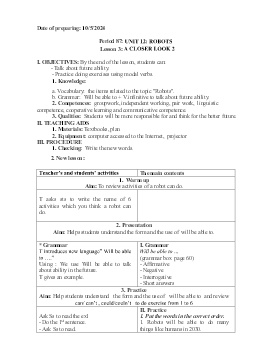 Giáo án Tiếng Anh 6 - Tuần 36 - Năm học 2023-2024