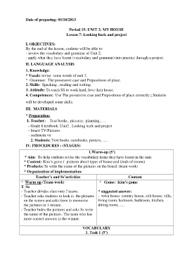 Giáo án Tiếng Anh 6 - Tuần 6 - Năm học 2023-2024