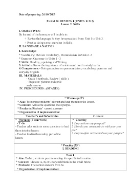 Giáo án Tiếng Anh 6 - Tuần 9 - Năm học 2023-2024