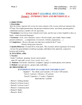 Giáo án Tiếng Anh 7 (Global success) - Week 1 - Năm học 2023-2024