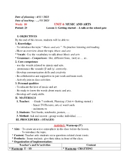 Giáo án Tiếng Anh 7 - Week 10 - Năm học 2023-2024