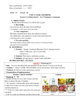 Giáo án Tiếng Anh 7 - Week 13 - Năm học 2023-2024