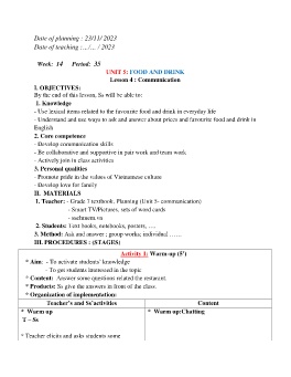 Giáo án Tiếng Anh 7 - Week 14 - Năm học 2023-2024