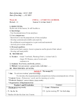 Giáo án Tiếng Anh 7 - Week 16 - Năm học 2023-2024