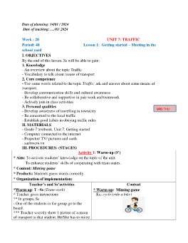 Giáo án Tiếng Anh 7 - Week 20 - Năm học 2023-2024