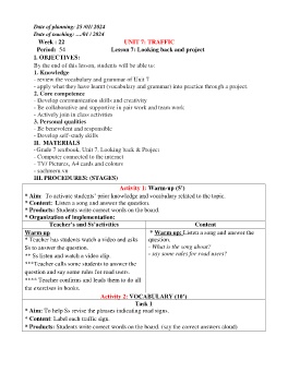 Giáo án Tiếng Anh 7 - Week 22 - Năm học 2023-2024